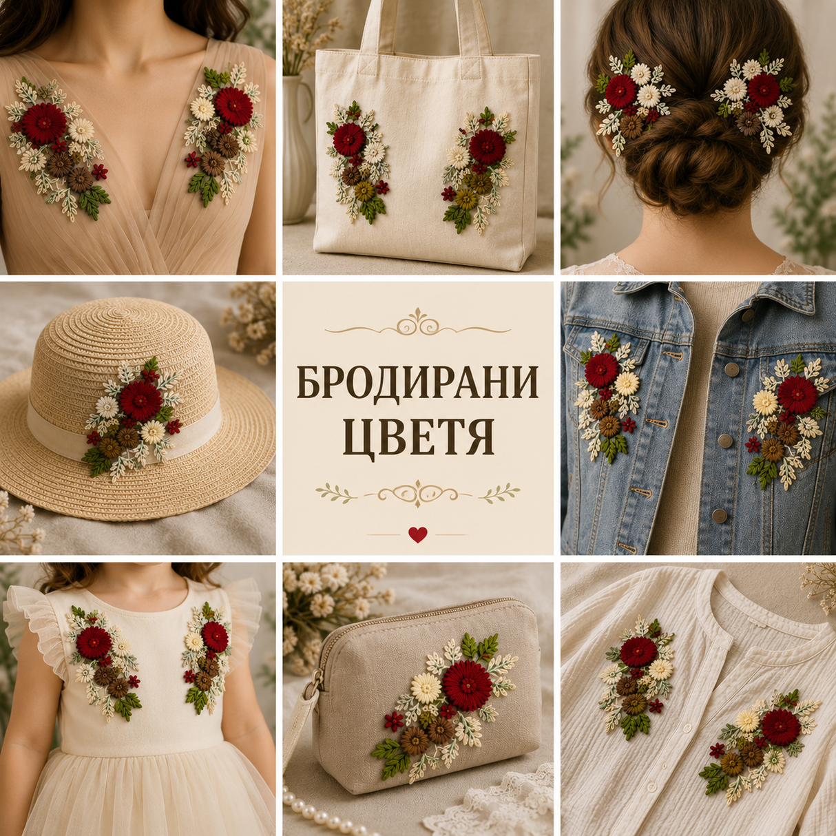 2 броя Бродирани цветя /15х10см/  05560