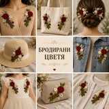 2 броя Бродирани цветя /15х10см/  05560
