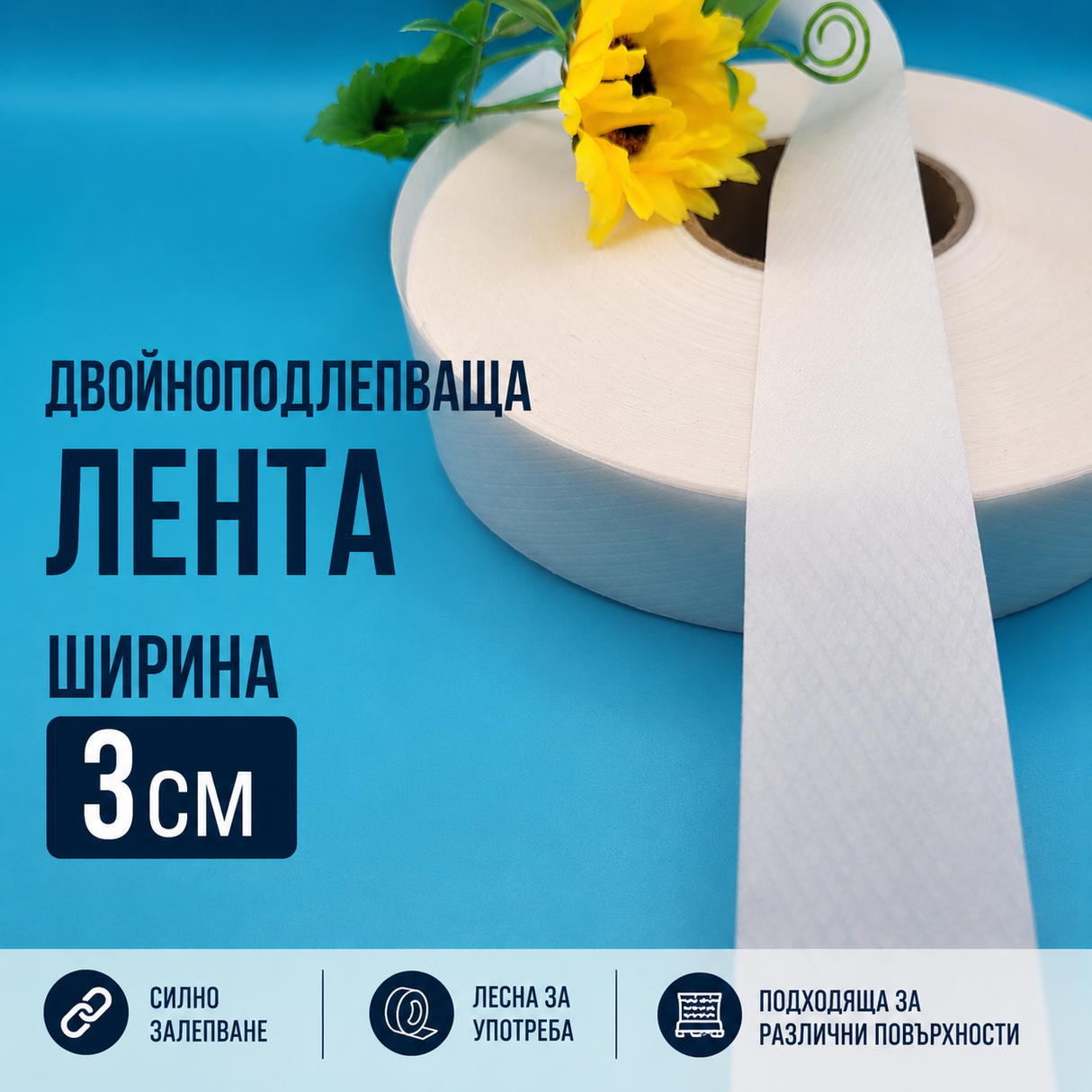 100 метра  Двойно подлепваща лента / 3 см /        04096