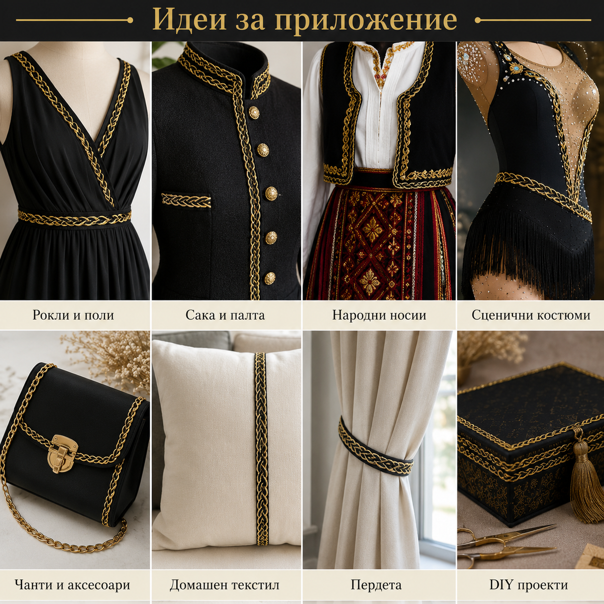 3 метра / 27 метра Ширит плитка / 12мм / - Златно с черно  05135