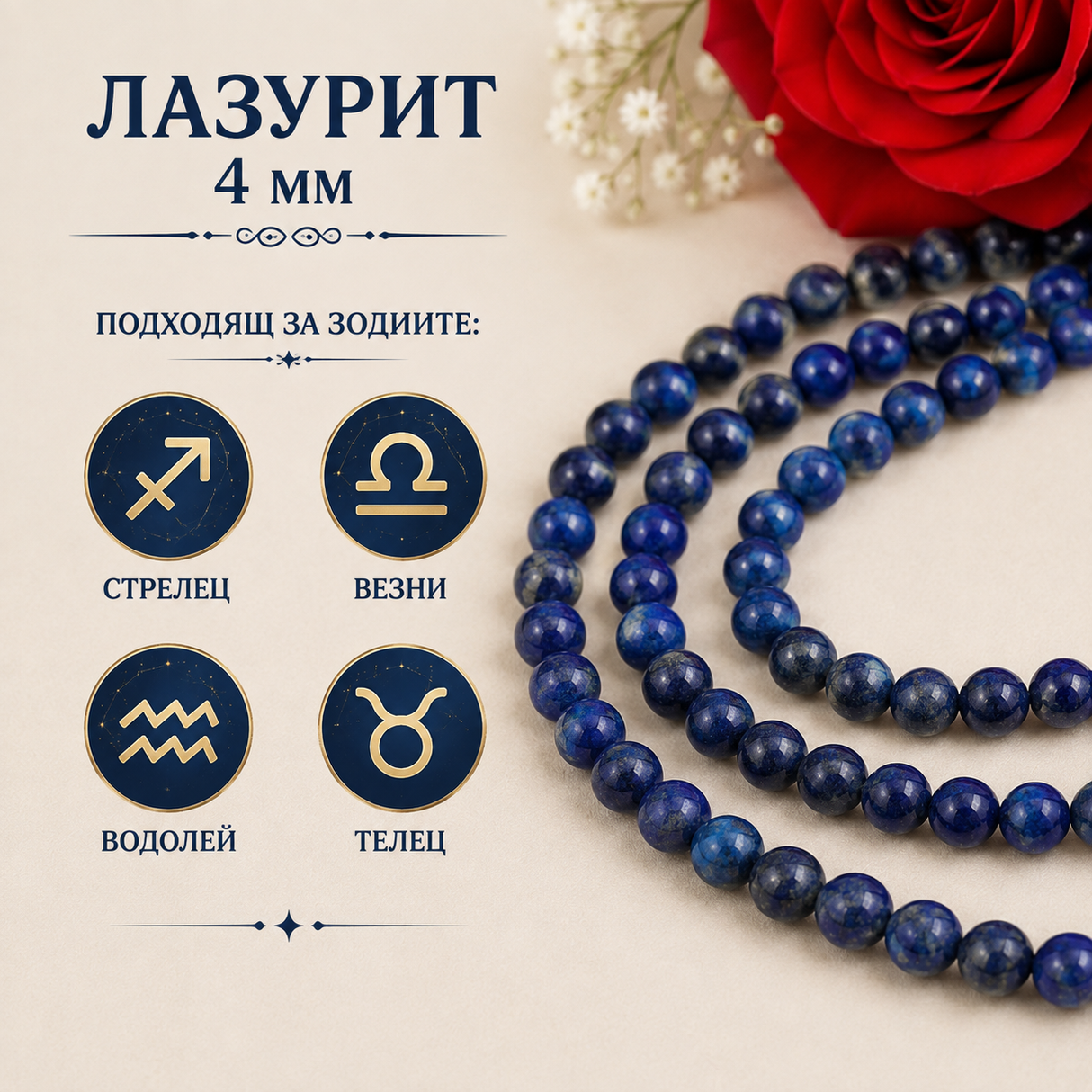 85 броя  Лазурит / 4 мм /   03384