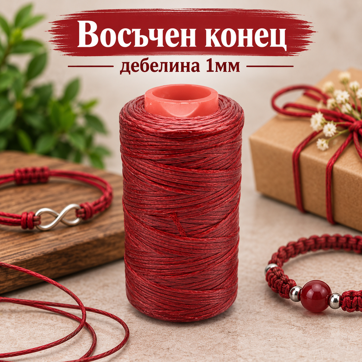 100 метра Восъчен конец /1мм/ - бордо  05619