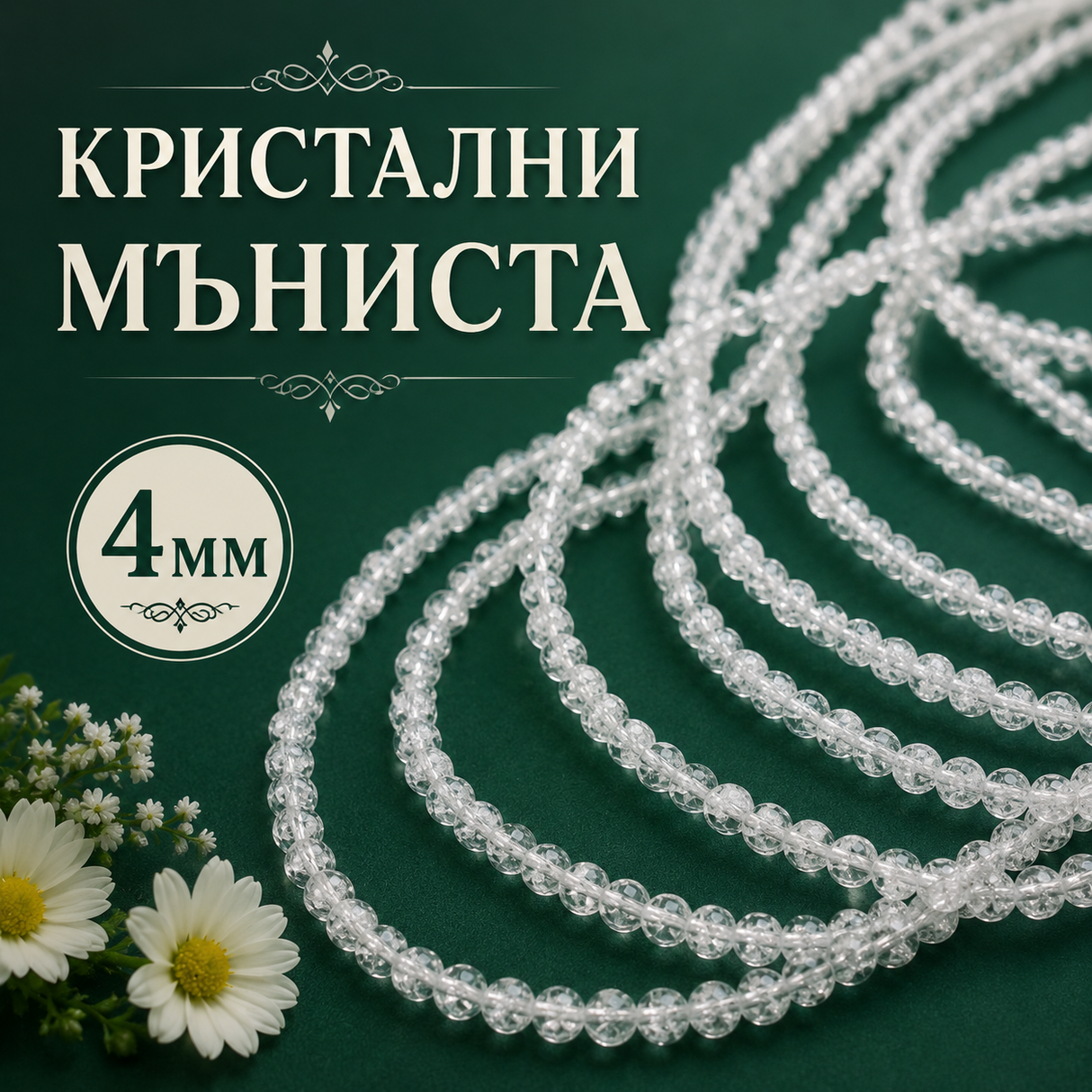 98 броя Кристални мъниста /4мм/- бели  05570