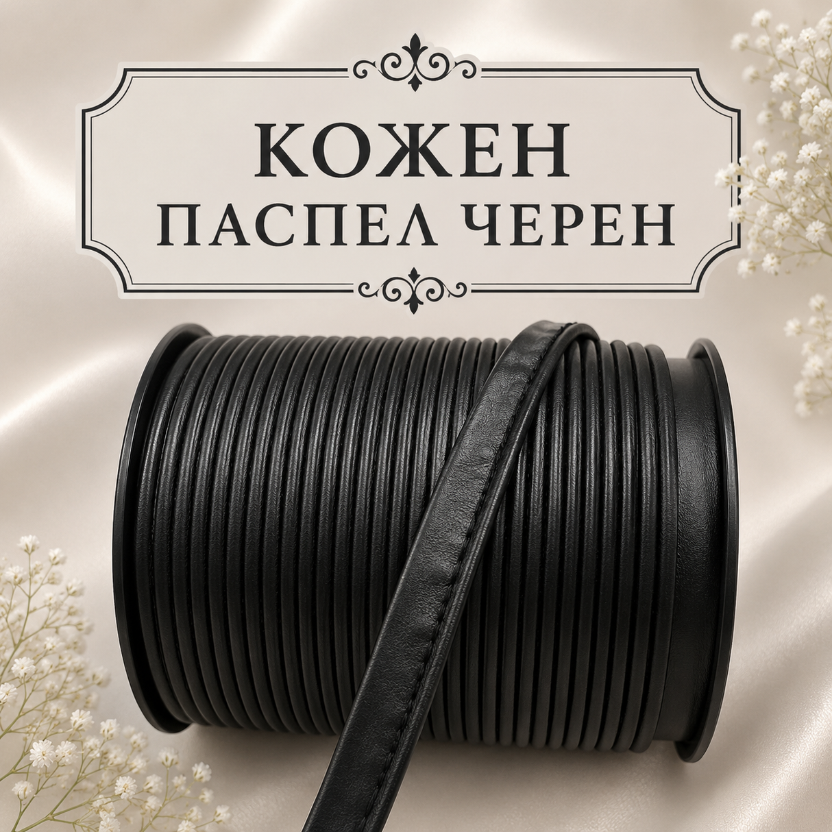5 метра Кожен паспел / 10 мм / - Черен   02900
