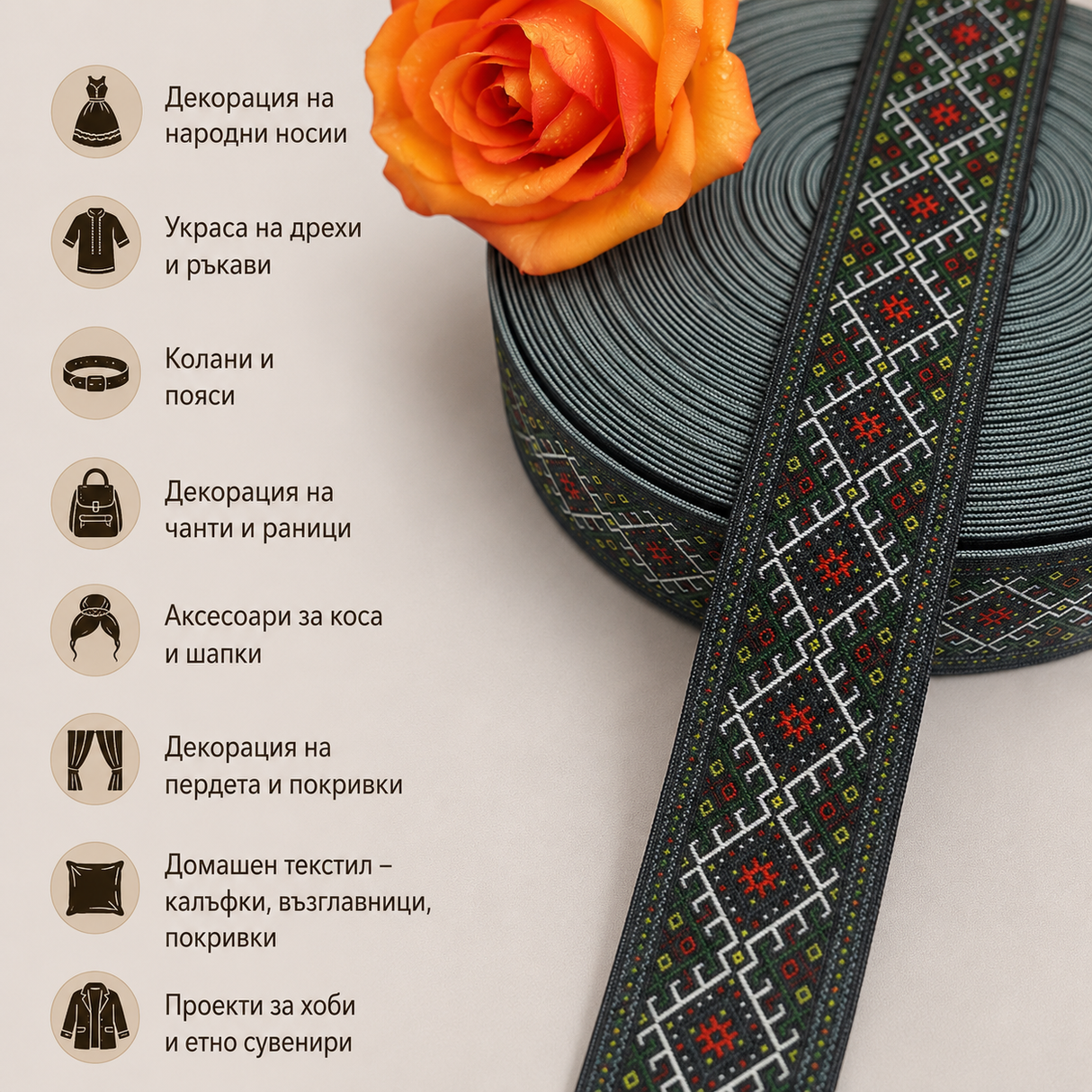 1 / 10 метра Ластик шевици / 36 мм /  03480