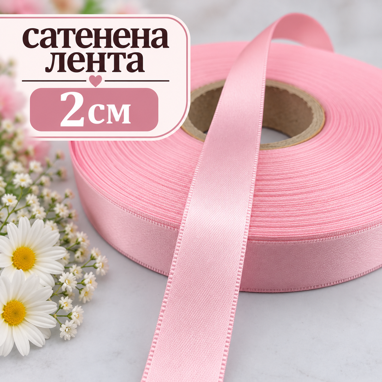 10 метра Двустранно сатенирана лента /2см/-розова  05603