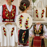 2 броя Бродирани цветя на тюл - 20 х 8 см ( 1 цвете )       03751