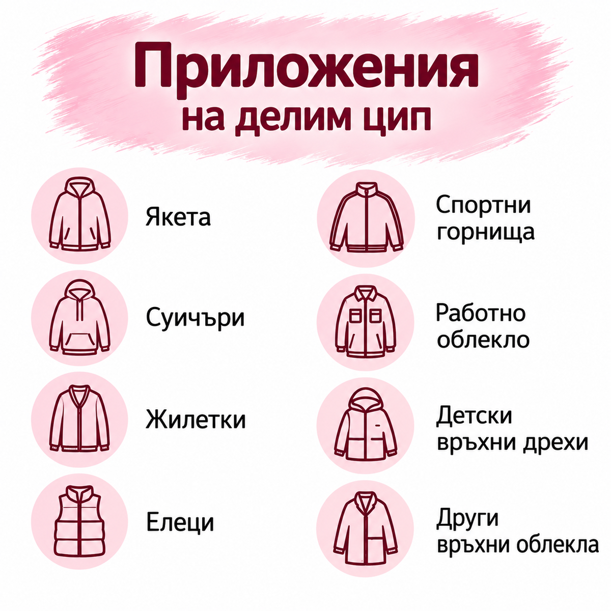 1 /10 броя Делим цип спирала Т5 /60см/-розов  05647