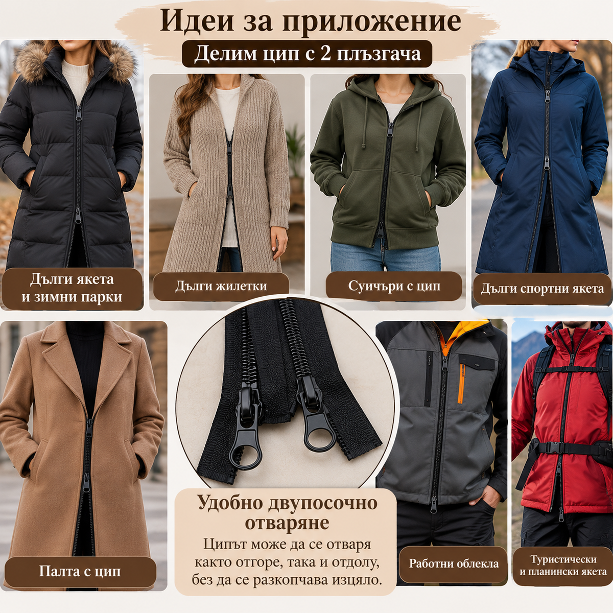 1 брой Делим цип с 2 плъзгача №5 /80см/-черен   05762