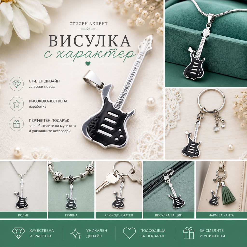 1 брой Висулка Китара /6х2см/  05223